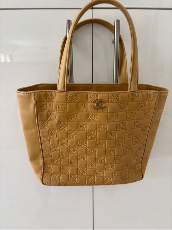CHANEL Handbags - CHANEL Camel Embossed Checker Tote